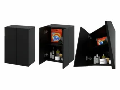 Armario de pared 40x25x60cm - Mueble alto y columna para baño Negro Clearance