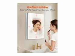 Mueble De Pared Para Baño|Armario de Pared para Baño SucceBuy Armario de Tocador con Espejo y LED de 3 Colores con Intensidad Variable, Función de Desempañado, 50 x 70 cm