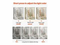 Armario de Pared para Baño SucceBuy Armario de Tocador con Espejo HD y LED de 3 Colores con Intensidad Variable, Función de Desempañado con Memoria, 65 x 65 cm Blanco Sale