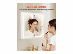 Armario de Pared para Baño SucceBuy Armario de Tocador con Espejo HD y LED de 3 Colores con Intensidad Variable, Función de Desempañado con Memoria, 65 x 65 cm Blanco Sale