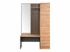 Armario de pasillo 122x190x37 cm aspecto natural industrial^ Outlet