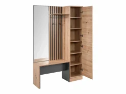 Armario de pasillo 122x190x37 cm aspecto natural industrial^ Outlet