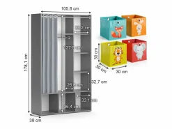 Armario de ropa para niños 105.8x38x178.1 luigi^Vicco