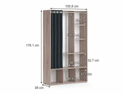 Vicco Muebles Niño|Armario de ropa para niños sonoma 105.8x38x178.1 luigi