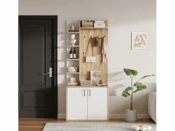 Armario de salón - 75 x 33 x 180 cm - con armario + zapatero - aglomerado - natural^Merax Sale