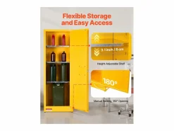 Armario de Seguridad SucceBuy para Productos Inflamables de 87 L 59 x 46 x 165,1 cm, Armario Cortafuegos para Líquidos Inflamables en Acero Laminado Amarillo Online