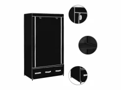 vidaxl Armario de tela 87x49x159 cm Negro Clearance