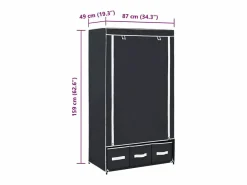 vidaxl Armario de tela 87x49x159 cm Negro Clearance