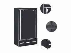 vidaxl Armario de tela 87x49x159 cm Negro Clearance