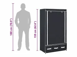 vidaxl Armario de tela 87x49x159 cm Negro Clearance