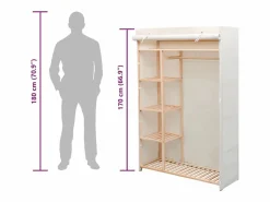 vidaxl Armario de tela y madera de pino 110x40x170 cm Blanco Hot