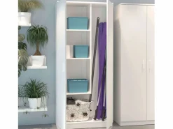 Armario Escobero Multiusos 1 Estante Ajustable 180x80x35 cm Blanco Clearance