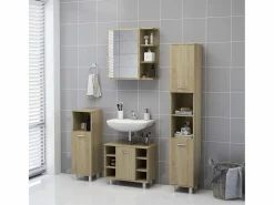 Armario espejo baño contrachapada color roble 62,5x20,5x64 cm ES844161 Marru00f3n Hot