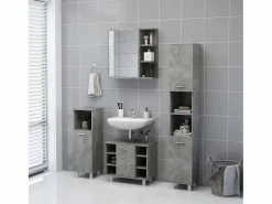 Mueble De Pared Para Baño|Armario espejo baño contrachapada hormigón 62,5x20,5x64 cm ES239742