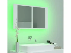 Armario espejo de baño con luz LED acrílico 80x12x45 cm^vidaxl Outlet
