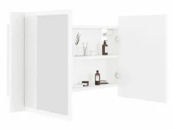 Armario espejo de baño con luz LED acrílico 80x12x45 cm^vidaxl Outlet