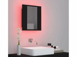 Armario espejo de baño con luz LED acrílico 40x12x45 cm ES874120 Negro New