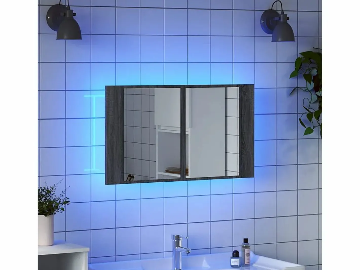Armario espejo de baño con luz LED acrílico 80x12x45 cm^vidaxl