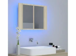 Armario espejo de baño LED acrílico roble Sonoma 60x12x45 cm ES265074 Marru00f3n Online