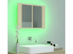 Armario espejo de baño LED acrílico roble Sonoma 60x12x45 cm ES265074 Marru00f3n Online