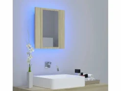 Armario espejo de baño LED acrílico roble Sonoma 40x12x45 cm ES578840^ Sale
