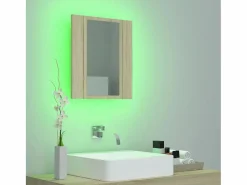 Armario espejo de baño LED acrílico roble Sonoma 40x12x45 cm ES578840^ Sale