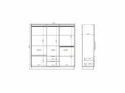 Vente-unique Armario|Armario esquinero de 8 puertas y 2 cajones L263 cm color natural - FEOVA