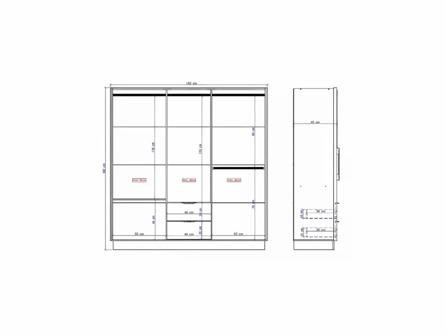Vente-unique Armario|Armario esquinero de 8 puertas y 2 cajones L263 cm color natural - FEOVA