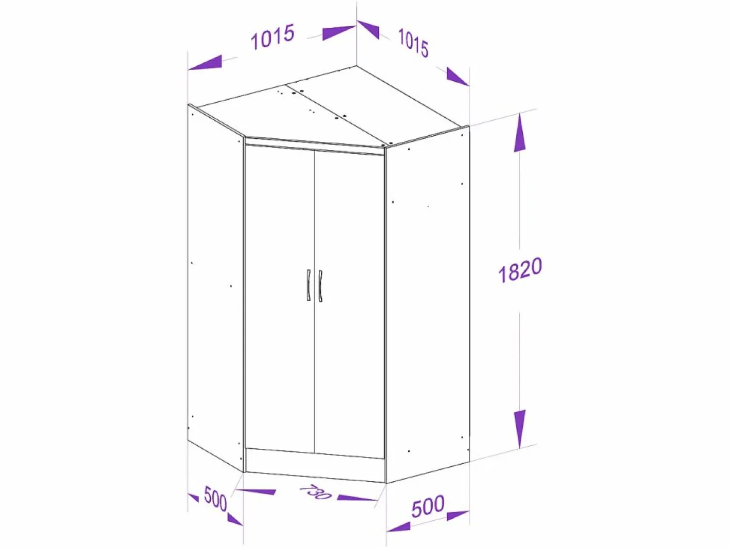 Vente-unique Armario|Armario esquinero de 8 puertas y 2 cajones L263 cm color natural - FEOVA