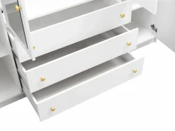 Armario esquinero de 6 puertas y 3 cajones con espejos L311 cm en color - LIZANDRO^Vente-unique Best