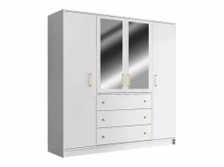 Armario esquinero de 6 puertas y 3 cajones con espejos L311 cm en color - LIZANDRO^Vente-unique Best