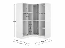 Armario esquinero Essen 4 puertas batientes 184x133x131 cm Blanco Hot