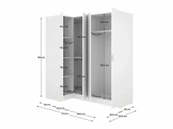 Armario esquinero Essen 4 puertas batientes 184x173,5x90,5 cm^ Discount
