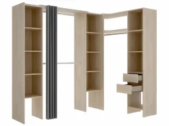 Vente-unique Armario Abierto, Vestidor|Armario esquinero extensible L164/234 cm roble y gris DORIAN