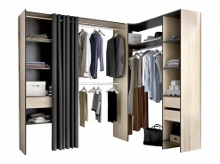 Vente-unique Armario esquinero extensible An. 164/214 cm Roble y antracita GONTRAN Gris antracita Online