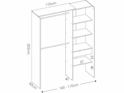 Armario esquinero extensible W164/214 cm y gris GONTRAN^Vente-unique Outlet