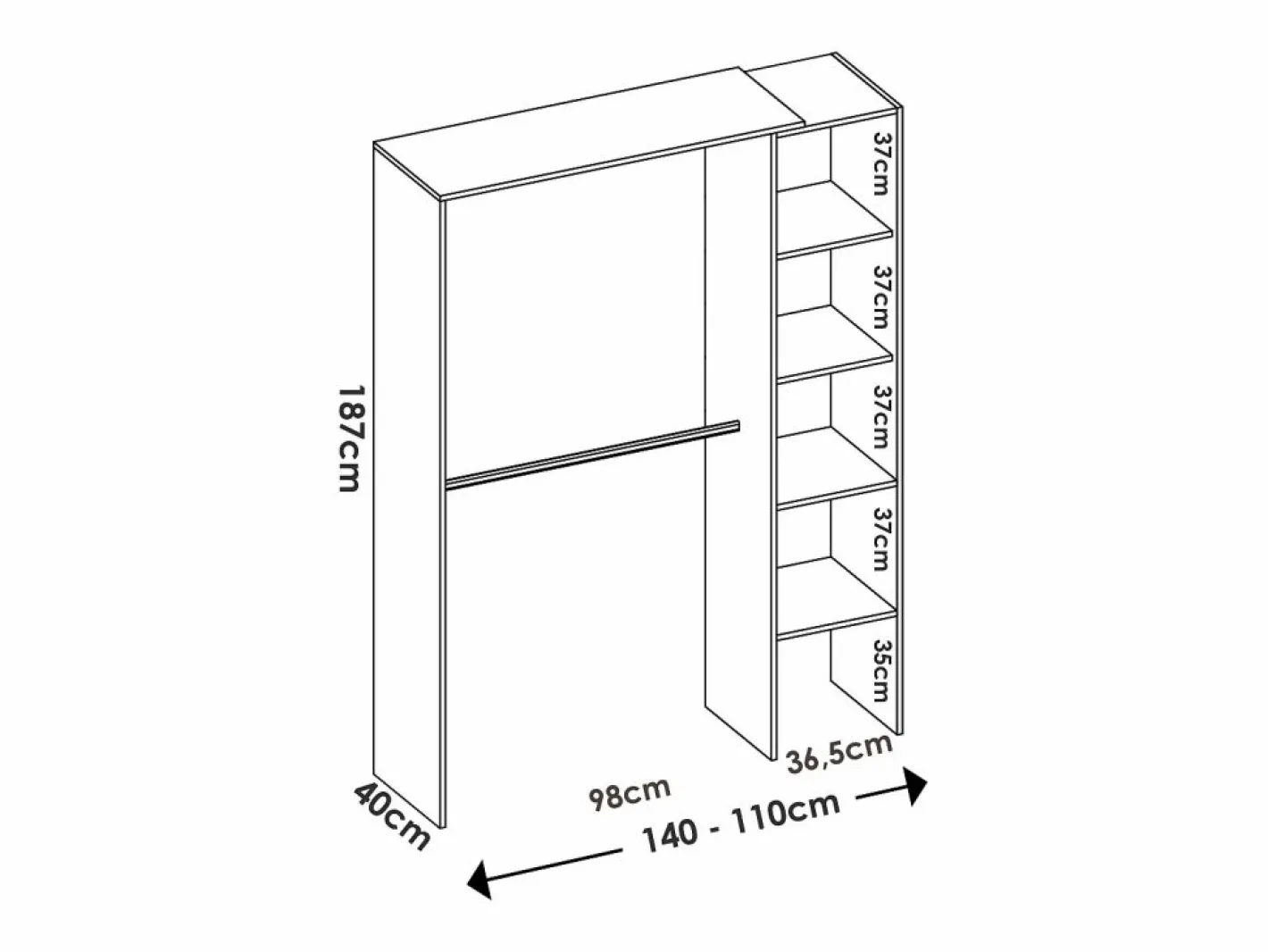 Vente-unique Armario extensible L110/140 cm en - BELVANA Blanco Sale