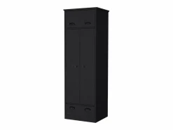 TuHome Armario falkland en melamina con 2 puertas ,2 estantes , 1 barra para colgar ropa , 1 gabinete superior y 1 cajon , , 179 cm X 59.2 cm X 50 cm Negro Outlet