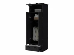TuHome Armario falkland en melamina con 2 puertas ,2 estantes , 1 barra para colgar ropa , 1 gabinete superior y 1 cajon , , 179 cm X 59.2 cm X 50 cm Negro Outlet