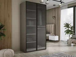 Armario: Platino / Vidrio Ranurado, 100 x 200 x 51 cm^ New