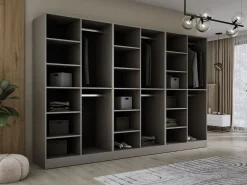Armario Abierto, Vestidor|Armario: Platino / Vidrio Ranurado, 300 x 200 x 51 cm