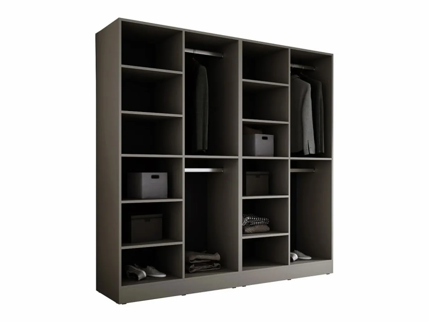 Armario Abierto, Vestidor|Armario: Platino / Vidrio Ranurado, 200 x 200 x 51 cm