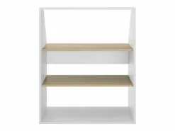 Vente-unique Armario Para Buhardilla|Mueble De Almacenaje|Armario inclinado para techo abuhardillado con 2 estantes blanco y natural - ADEZIO