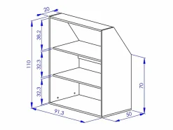 Vente-unique Armario Para Buhardilla|Mueble De Almacenaje|Armario inclinado para techo abuhardillado con 4 puertas, 2 estantes y 2 estantes y natural - ADEZIO