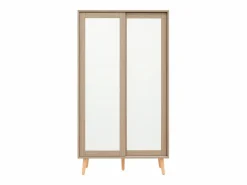 Merax Armario infantil - 80 x 46 x 141,5 cm - con puertas correderas + barra - madera - natural Color natural claro Hot