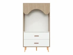 Hauss Spole Armario infantil con 2 cajones y barra para colgar ropa, color natural y blanco, diseño abierto Color natural claro Outlet