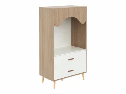 Hauss Spole Armario infantil con 2 cajones y barra para colgar ropa, color natural y blanco, diseño abierto Color natural claro Outlet