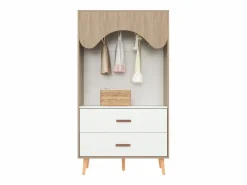 Hauss Spole Armario infantil con 2 cajones y barra para colgar ropa, color natural y blanco, diseño abierto Color natural claro Outlet