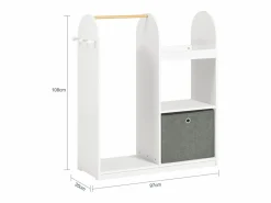 Sobuy Burro Para Ropa|Armario Infantil con 3 Ganchos, 1 Cesta y 1 Percha Mueble Organizador Juguetes y Ropa 97 x 35 x 108 cm KMB40-W ES