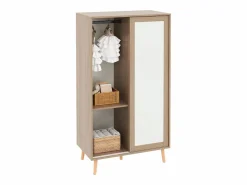 Hauss Spole Muebles Niño|Armario infantil con 2 puertas correderas y barra para colgar ropa, blanco y natural, 80 × 45,7 × 141,5 cm